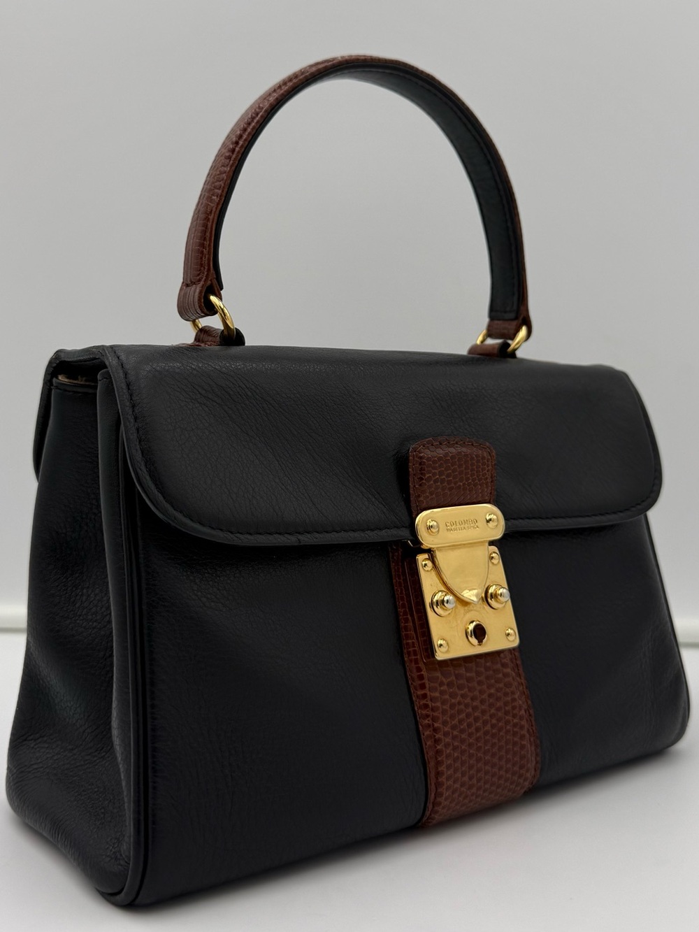 🦎COLOMBO 1937 MILANO • MINI 22 Exotic LIZARD Shoulder Bag Made in ITALY ‘Kelly’